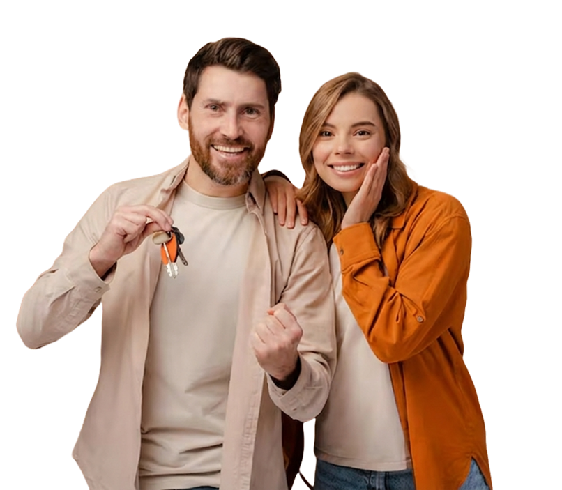 Casal feliz com chaves